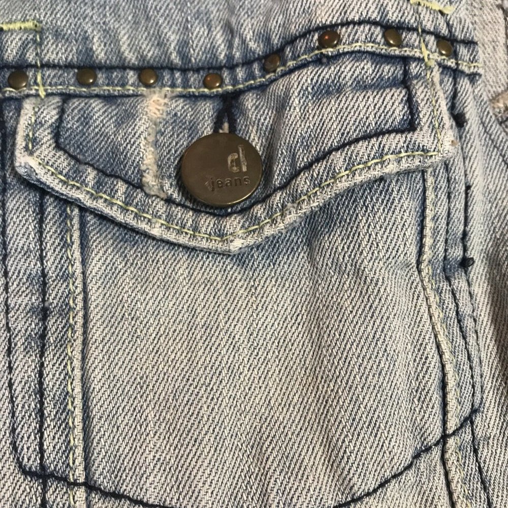 D. Jeans Sleeveless Cropped Vest With Butterfly Back Embellishments Junior Large - Picture 10 of 11
